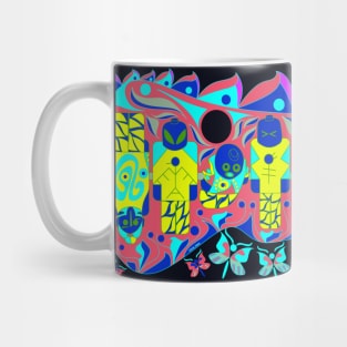 bright alien brick in aztec mask pattern ecopop Mug